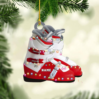 Personalized Skiing Shoes Ornament, Custom Snowboarding Christmas Ornament With Name ON0611