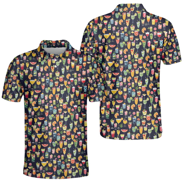 Neon Cocktail Golf Polo Shirt For Men, Mens Cocktail Golf Shirts GE0179