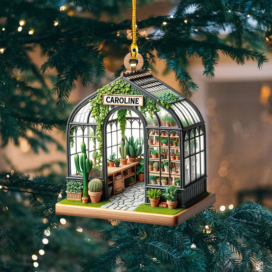 Personalized Garden House Christmas Ornament, Custom Name Gardener Garden Lover Ornament ON0686