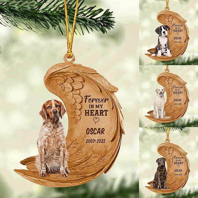 Personalized Shih Tzu Forever In My Heart Ornament, Custom In Loving Memory Sympathy Shih Tzu Dog Memorials Christmas Ornaments ON0559