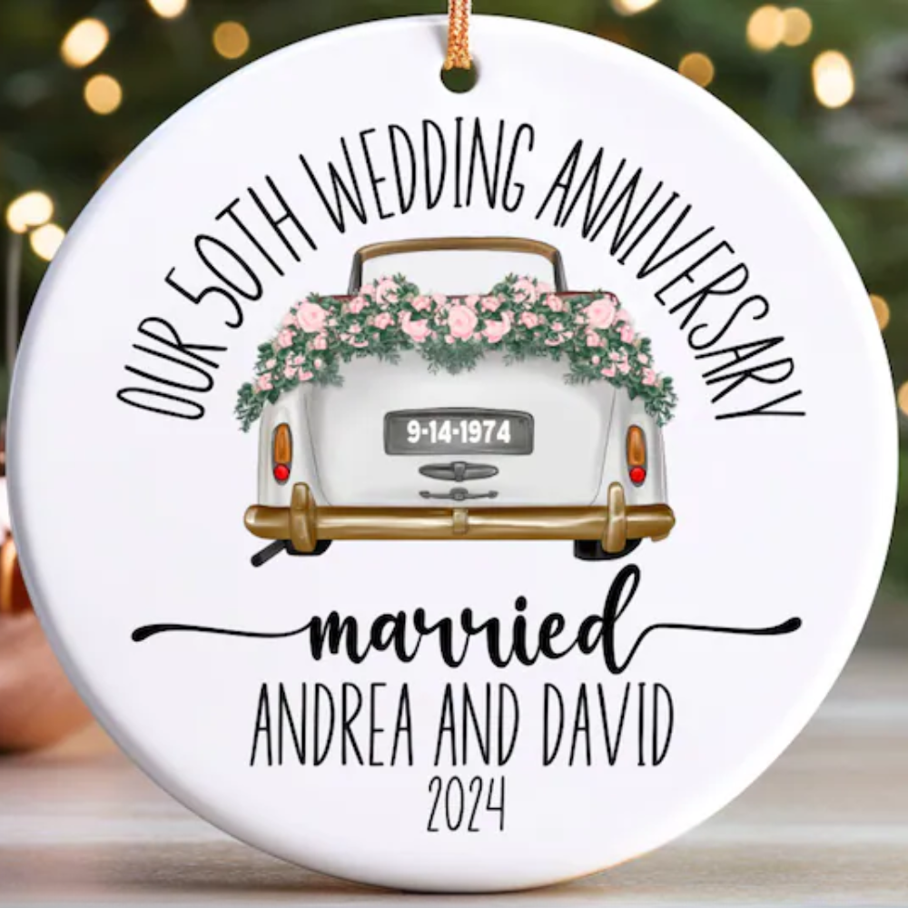 Personalized Our 5th 10th 25th 40th 50th Wedding Anniversary Ornament, Custom Marriage Anniversary Ornament With Name Date ON0068