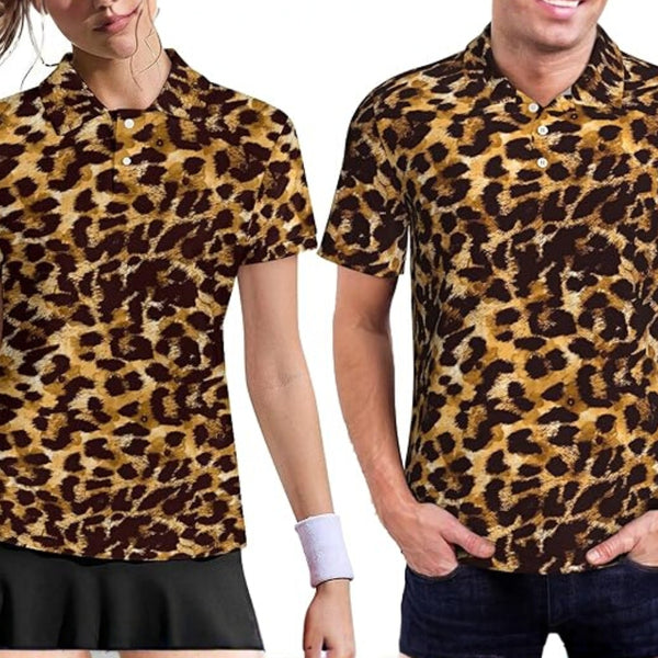 Leopard Mens And Womens Matching Golf Polo Shirts, Matching Golf Shirts For Couples GZ0167