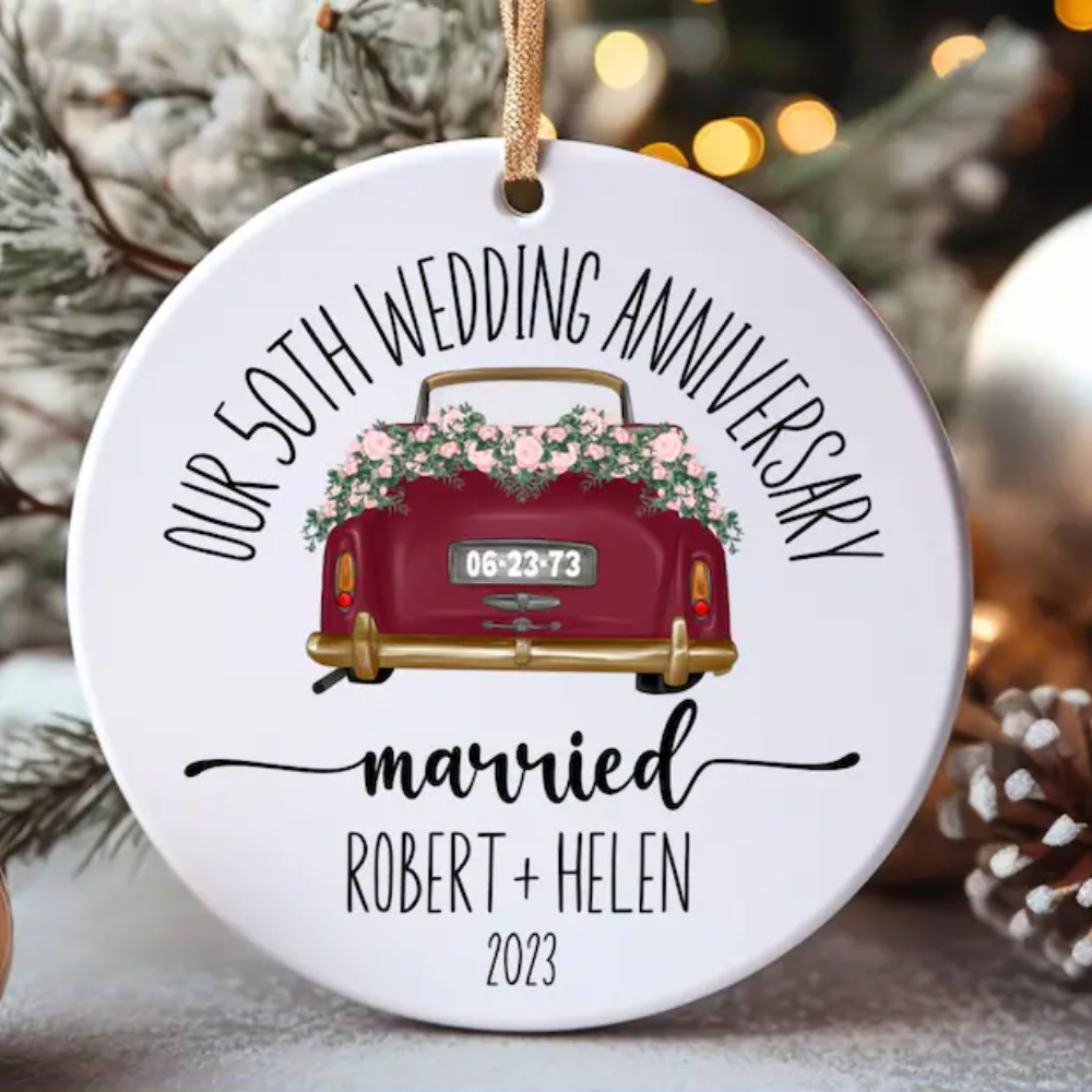 Personalized Our 5th 10th 25th 40th 50th Wedding Anniversary Ornament, Custom Marriage Anniversary Ornament With Name Date ON0068