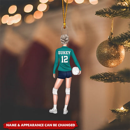 Volleyball Girl Ornament Personalized, Custom Name Number Volleyball Lover Ornament ON1493