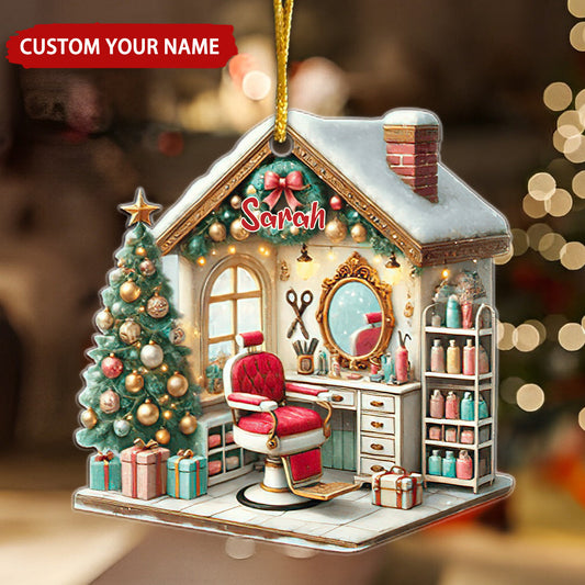 Hair Salon Christmas Tree Personalized Ornament, Custom Name Hairdresser Ornament ON1509