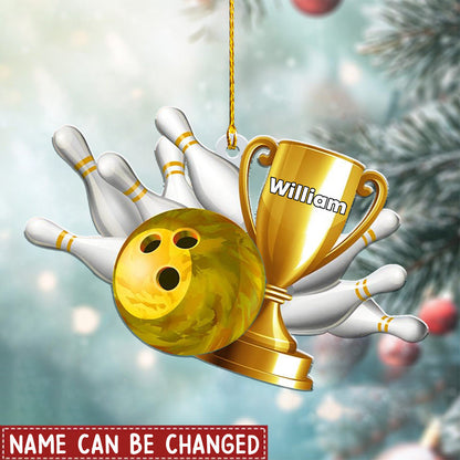 Personalized Bowling Christmas Ornament For Bowler, Custom Name Bowler Ornament ON1418