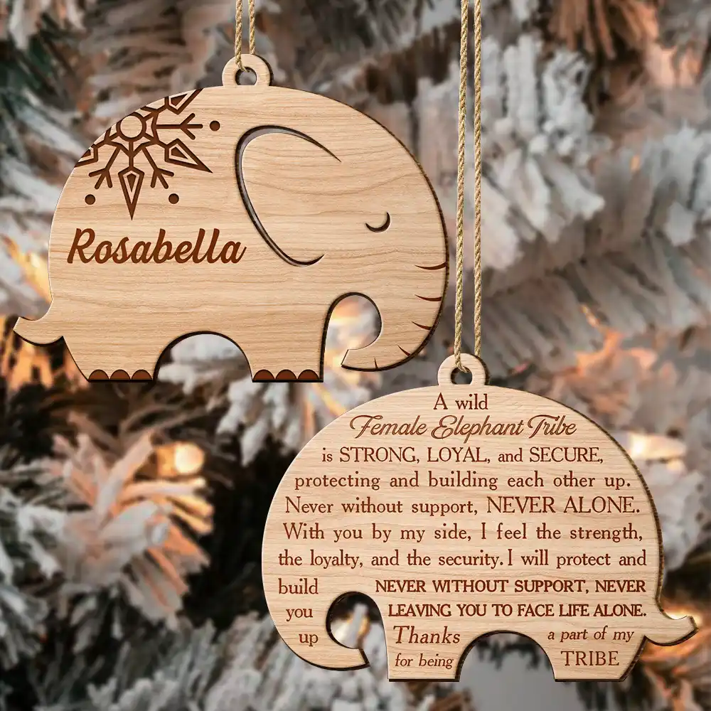 Elephant Sisterhood Sister Bestie Thank You - Personalized Wooden Ornament, Custom Friend Ornament ON1302