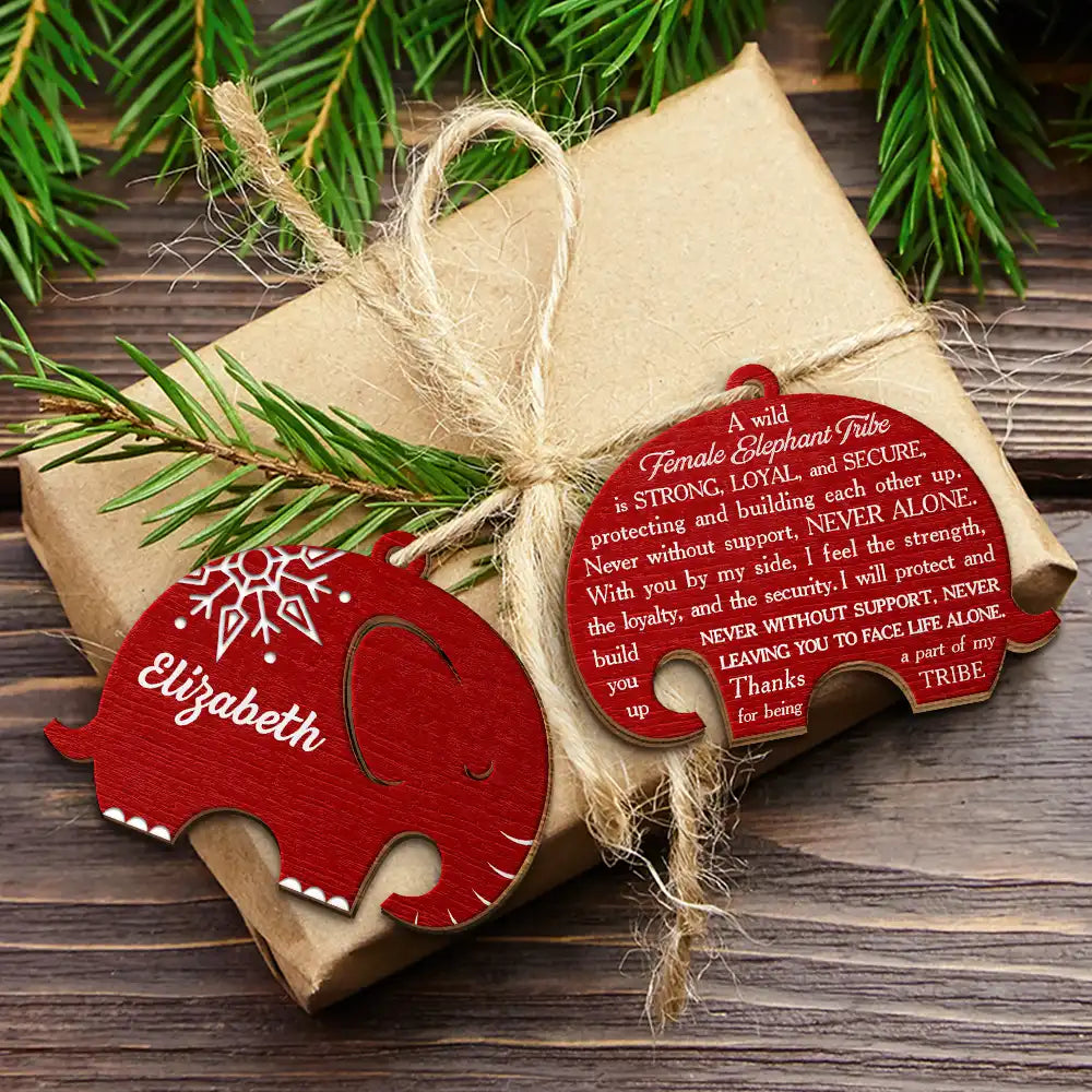 Elephant Sisterhood Sister Bestie Thank You - Personalized Wooden Ornament, Custom Friend Ornament ON1302