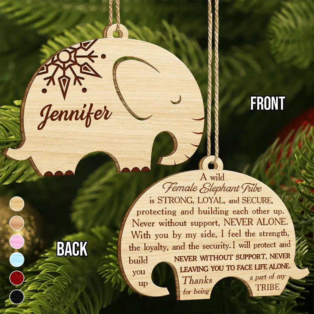 Elephant Sisterhood Sister Bestie Thank You - Personalized Wooden Ornament, Custom Friend Ornament ON1302