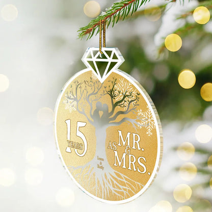 Mr. & Mrs. Couple Wedding Anniversary - Personalized Custom Shaped Acrylic Ornament, Custom 50 Years As Mr. & Mrs. Anniversary Ornament ON0427