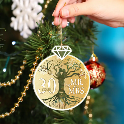 Mr. & Mrs. Couple Wedding Anniversary - Personalized Custom Shaped Acrylic Ornament, Custom 50 Years As Mr. & Mrs. Anniversary Ornament ON0427