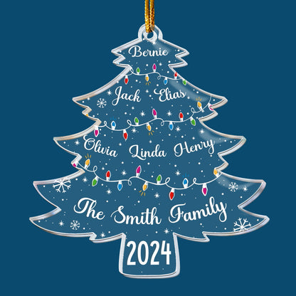 Christmas Tree With Family Names And Led Lights - Personalized Acrylic Ornament, Custom Family Christmas Ornament 2024 ON0138