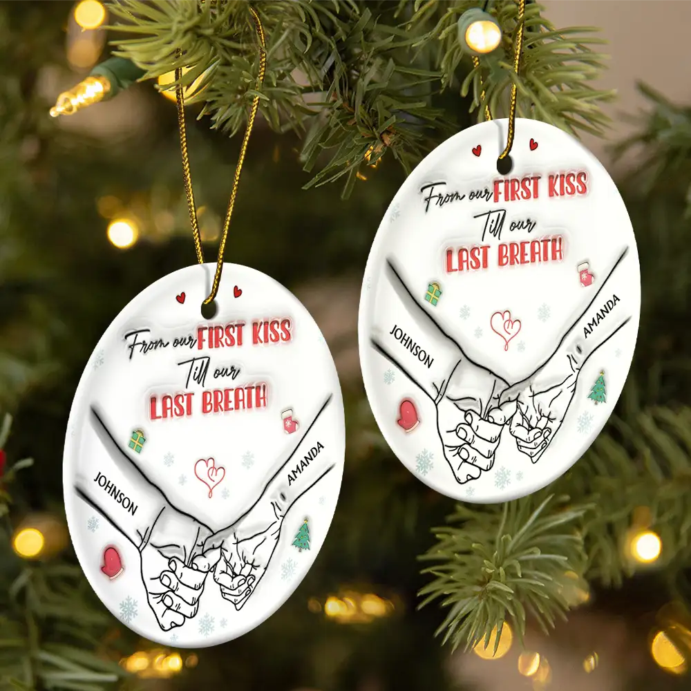 I Met You I Liked You I Loved You Christmas Couples - Personalized 3D Inflated Effect Printed Ornament, Personalized Circle Ceramic Ornament, Custom Couple Christmas Ornament 2024 ON0135