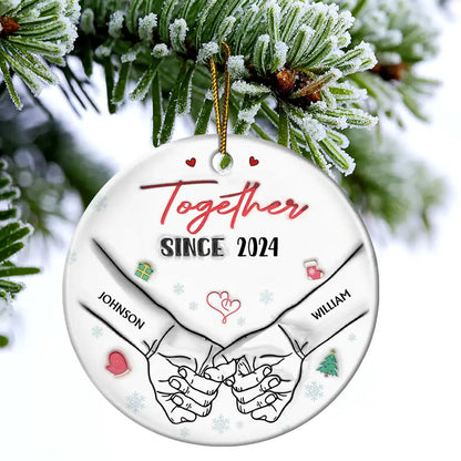 I Met You I Liked You I Loved You Christmas Couples - Personalized 3D Inflated Effect Printed Ornament, Personalized Circle Ceramic Ornament, Custom Couple Christmas Ornament 2024 ON0135