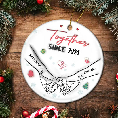 I Met You I Liked You I Loved You Christmas Couples - Personalized 3D Inflated Effect Printed Ornament, Personalized Circle Ceramic Ornament, Custom Couple Christmas Ornament 2024 ON0135