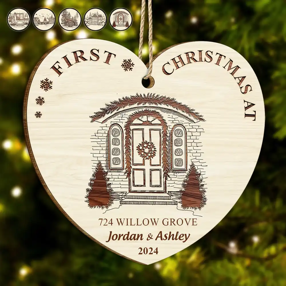 First Christmas In Our New Home - Personalized Custom Shaped Wooden Ornament, Personalized New Home Christmas Ornament 2024 ON0317