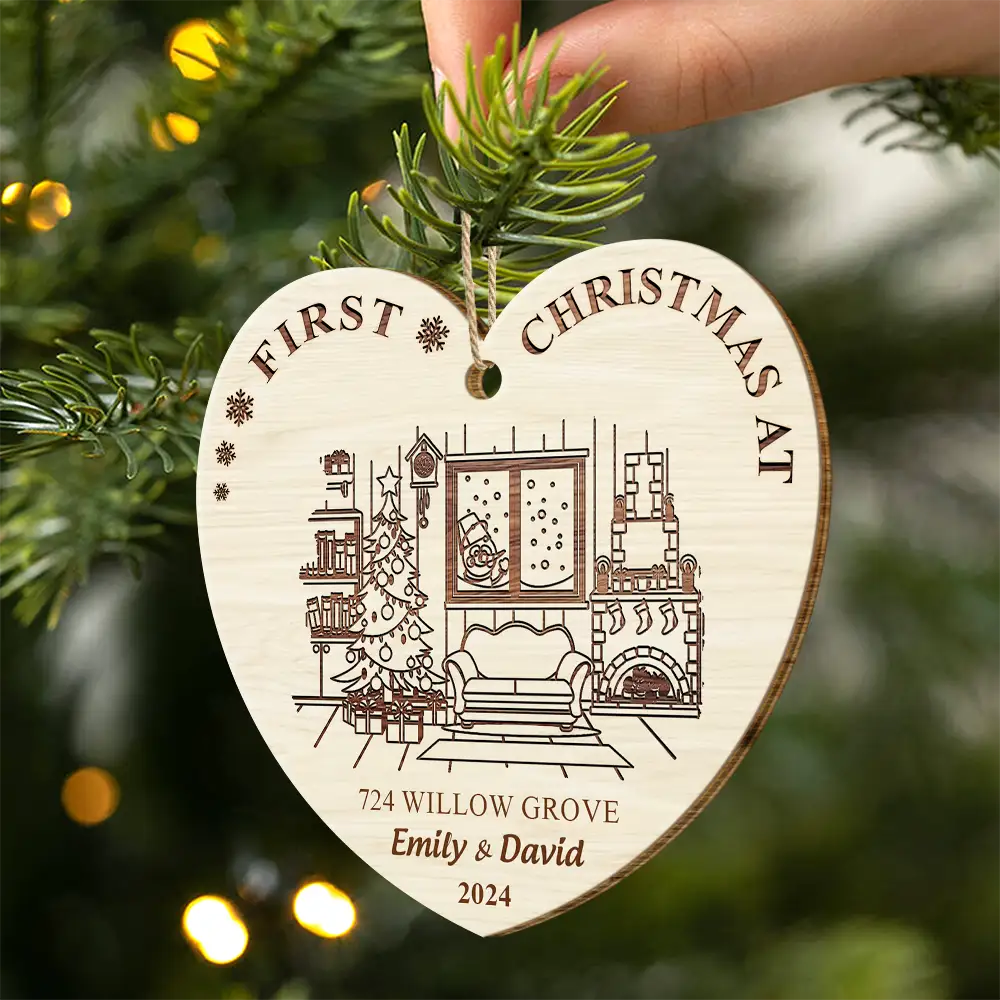 First Christmas In Our New Home - Personalized Custom Shaped Wooden Ornament, Personalized New Home Christmas Ornament 2024 ON0317