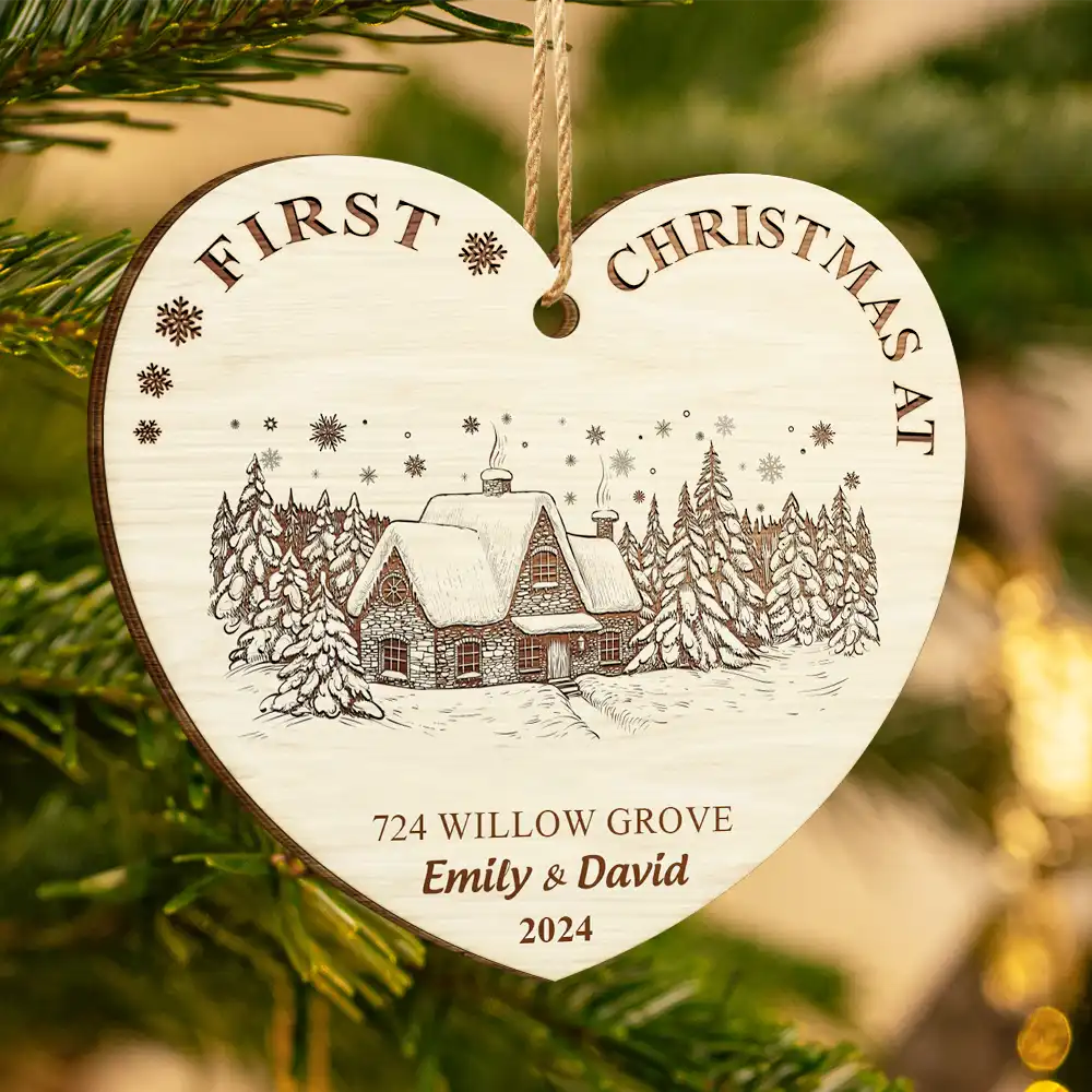 First Christmas In Our New Home - Personalized Custom Shaped Wooden Ornament, Personalized New Home Christmas Ornament 2024 ON0317