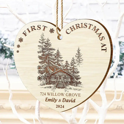 First Christmas In Our New Home - Personalized Custom Shaped Wooden Ornament, Personalized New Home Christmas Ornament 2024 ON0317