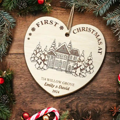 First Christmas In Our New Home - Personalized Custom Shaped Wooden Ornament, Personalized New Home Christmas Ornament 2024 ON0317