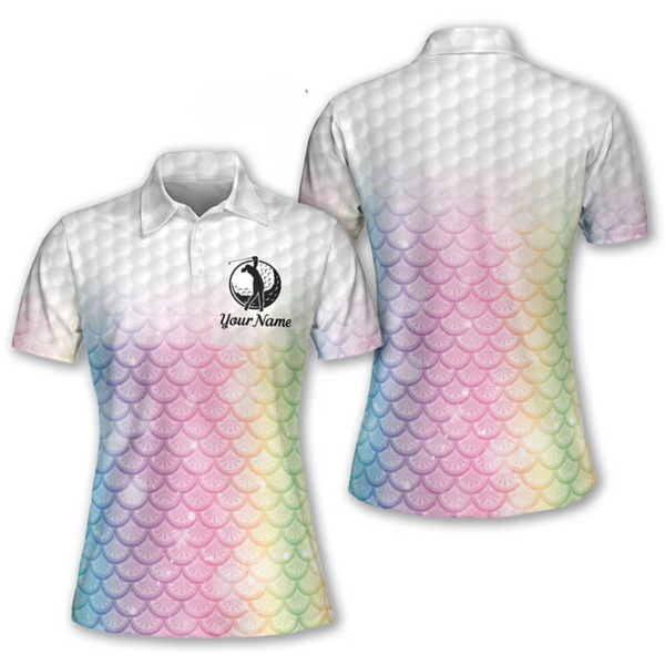 Custom Mermaid Pastel Women's Golf Polo Shirts, Custom Mermaid Golf Shirt Women GY3674