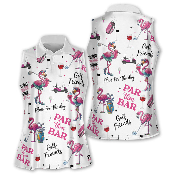 Funny Flamingo Women Sleeveless Golf Shirt, Flamingo Golf Shirt Womens GE0001