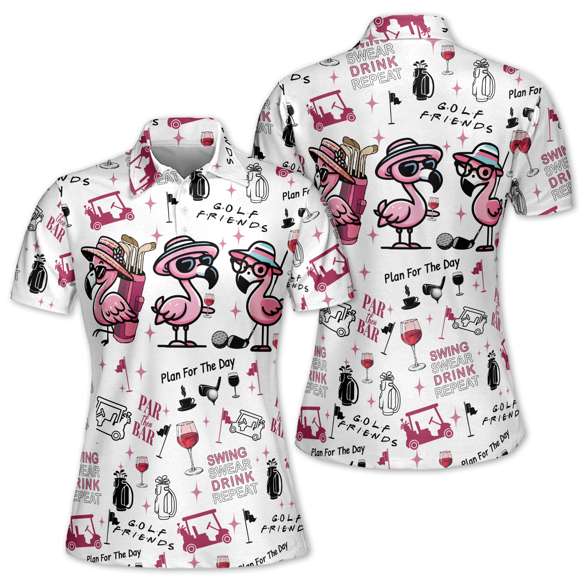 Funny Flamingo Golf Polo Shirts Women, Women's Flamingo Golf Shirt GE0 ...