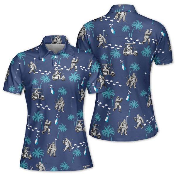 Bigfoot Blue Golf Polo Shirt Womens, Women's Bigfoot Golf Shirts GE0040