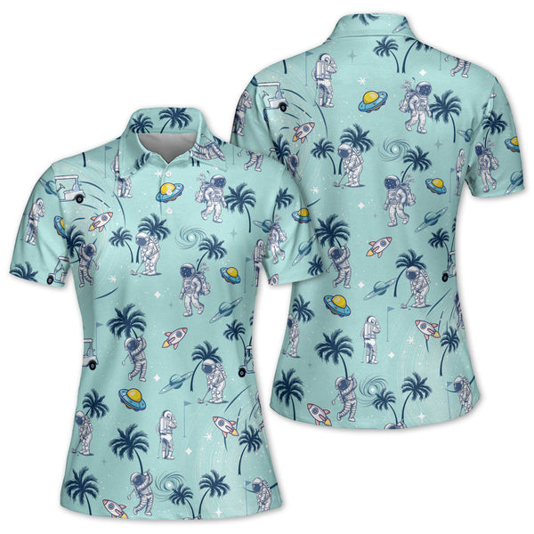 Astronaut Golf Polo Shirts Women, Womens Space Golf Shirts GE0041