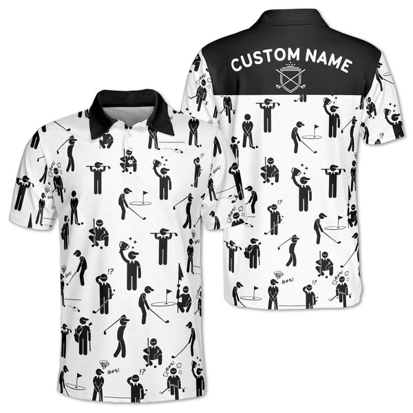 Custom Stickfigures Golf Polo Shirts For Men, Custom Men Funny Stickfigures Golf Shirts GE0067