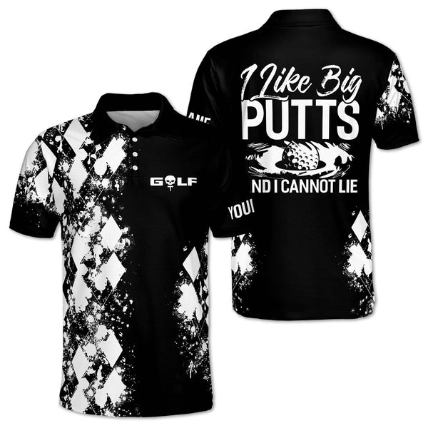 I Like Big Putts And I Cannot Lie Custom Mens Black Golf Polo Shirts, Custom Fun Golf Shirts Mens GE0069