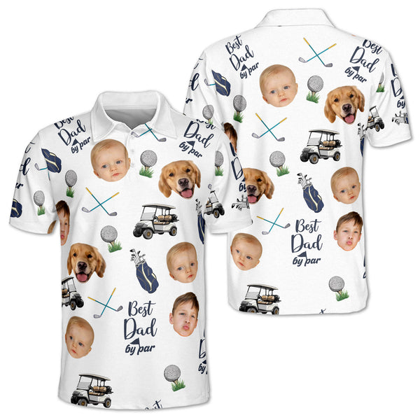 Best Dad By Par Custom Face Golf Polo Shirts Mens, Custom Men's Father Day Golf Shirts GE0076