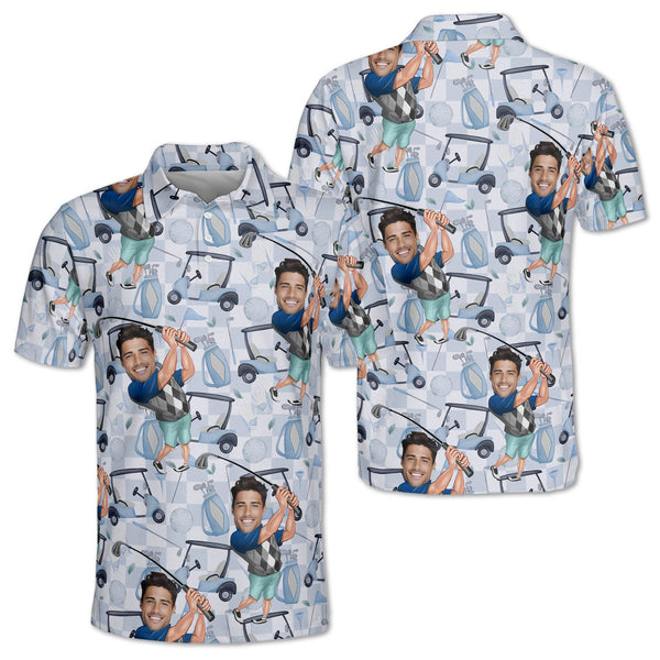 Custom Face Golf Polo Shirts For Men, Custom Face Fun Golf Shirts Mens GE0077