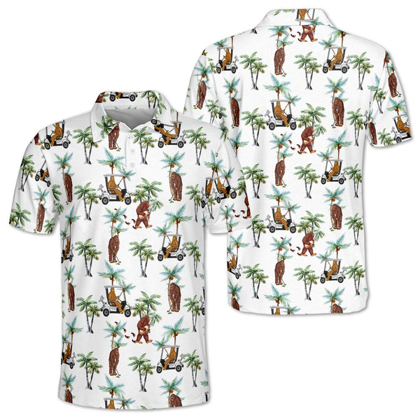 Bigfoot Sasquatch Mens Golf Polo Shirt, Bigfoot Golf Shirt Men's GE0085