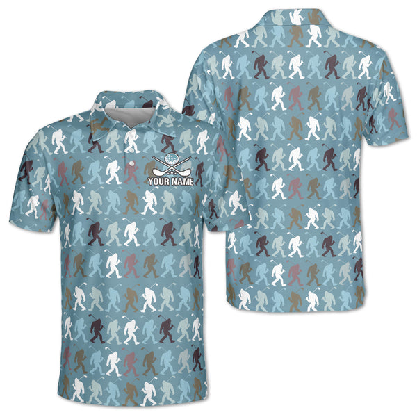 Bigfoot Custom Teal Golf Polo Shirt For Men, Custom Mens Bigfoot Golf Shirt GE0086