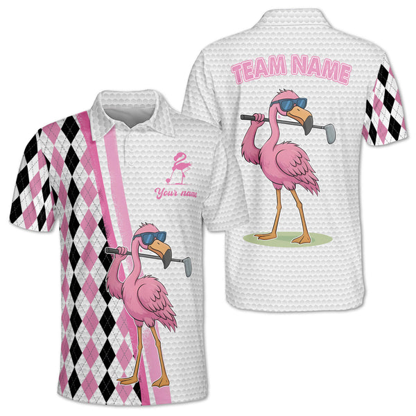 Pink Flamingo Custom Team Golf Shirts For Men, Mens Flamingo Golf Shirt GE0090
