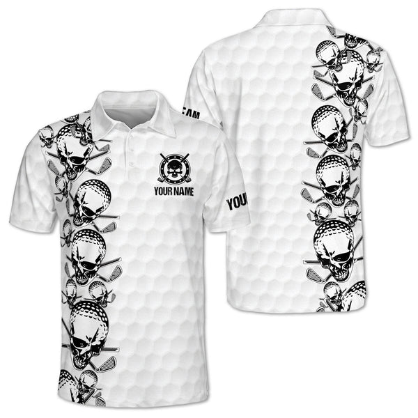 Custom Team Skull Mens Golf Polo Shirts, Custom Skull Golf Shirt For Men GE0092