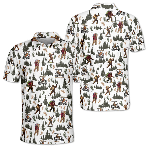 Bigfoot Mens Golf Polo Shirts, Sasquatch Golf Shirt For Men GE0101
