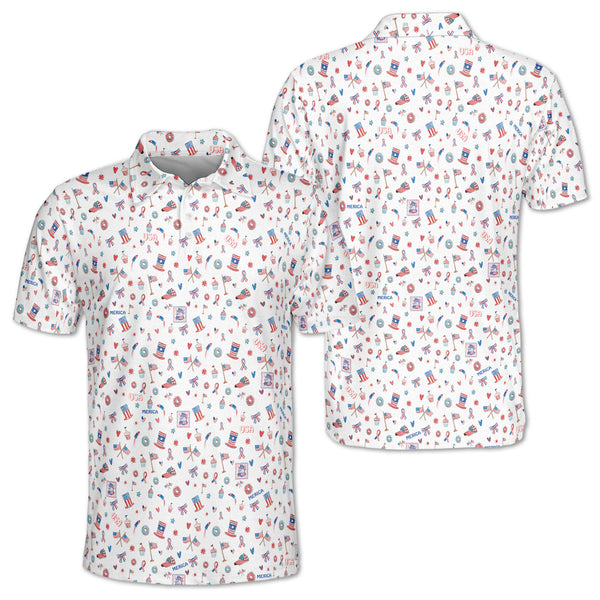 Men's Patriotic 4th Of July Golf Polo Shirts, 4th Of July Golf Shirts For Men GE0104