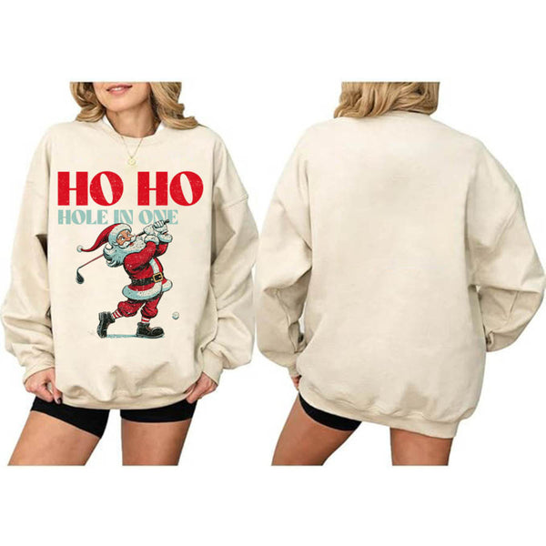 Ho Ho Hole In One Golf Santa Sweatshirt Womens, Funny Christmas Golf Sweatshirt GE0145