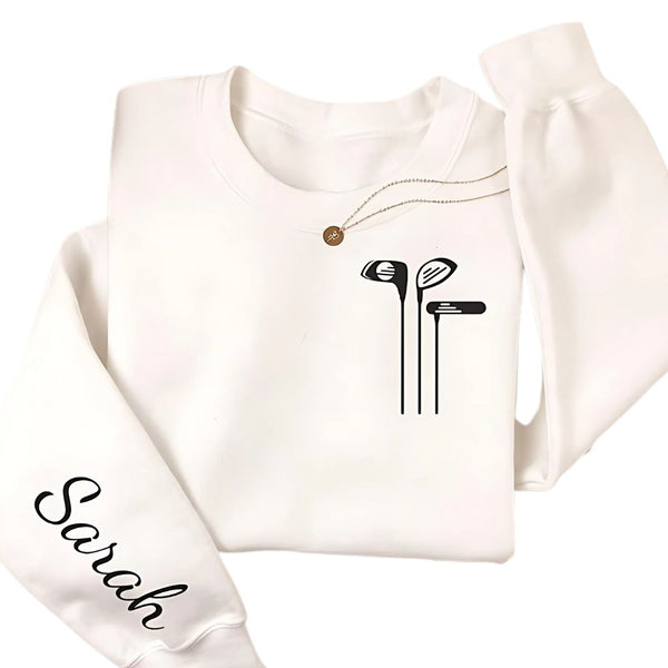 Custom Ladies White Golf Sweatshirts With Name, Custom Golf Sweatshirts GE0147