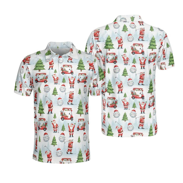 Funny Santa Christmas Golf Polo Shirt For Men, Mens Christmas Golf Shirts GE0159