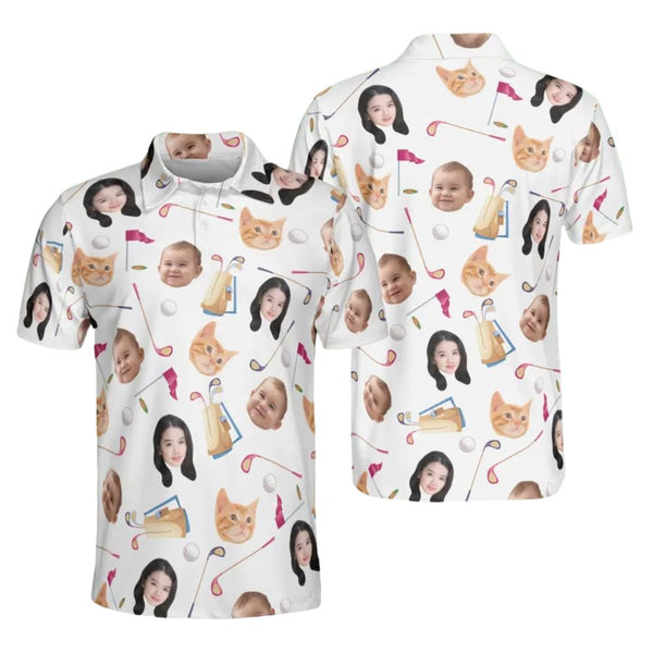 Custom Face Golf Polo Shirt For Men, Custom Face Golf Shirts GE0162