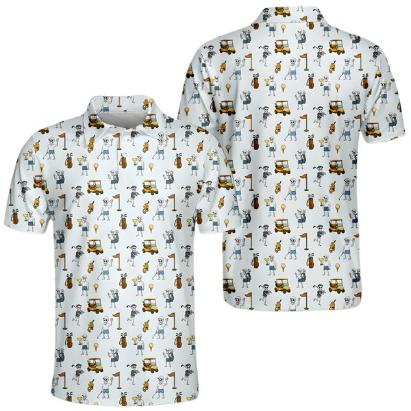 Funny Skull Golf Polo Shirt For Men, Mens Skull Golf Shirts GE0165