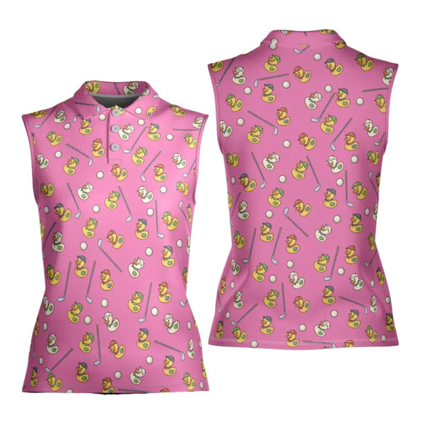 Women Funny Duck Sleeveless Golf Shirt, Duck Golf Shirts For Women GE0168