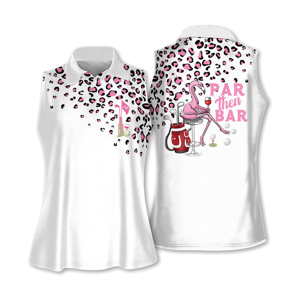 Par Then Bar Ladies Flamingo Sleeveless Golf Shirts, Fun Flamingo Womens Golf Shirts GY0015