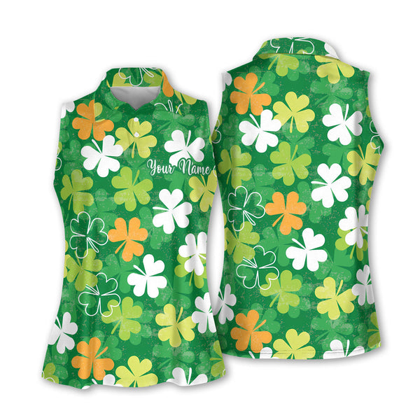 Custom St Patricks Day Sleeveless Womens Golf Shirt, Custom St Patricks Day Golf Shirt For Women GY0205