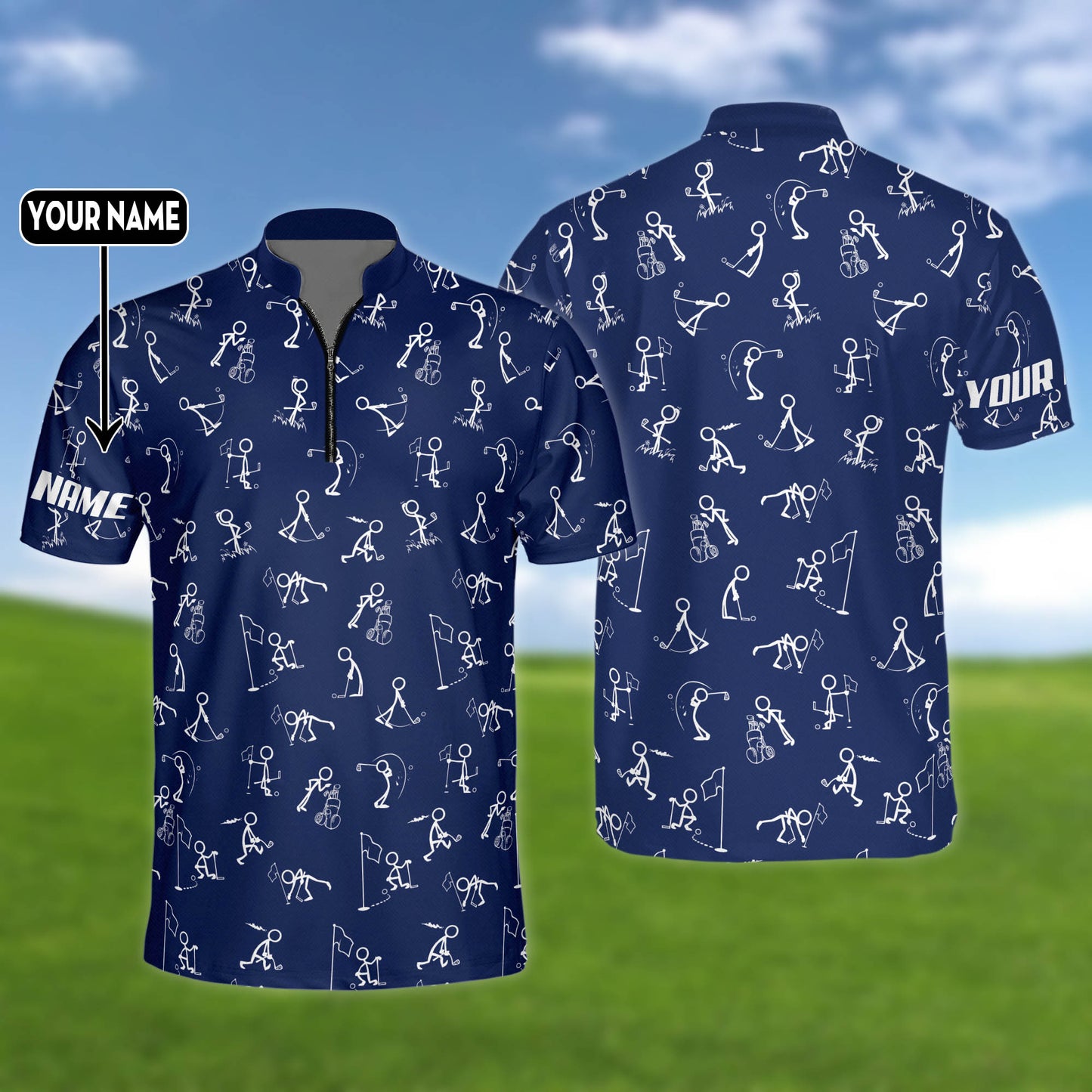 Golf men polo shirt - funny golf pattern custom name multicolor apparel - personalized gift for golf lover GY1215