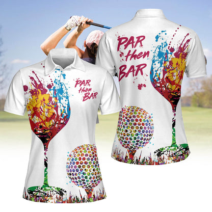 Par then bar colorful paint splash women golf apparels, funny golf shirt, women golf sleeveless polo shirt GY1871