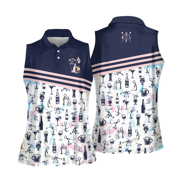 Par Then Bar Stickfigures Womens Sleeveless Golf Shirts, Women's Funny Golf Shirts GY1967